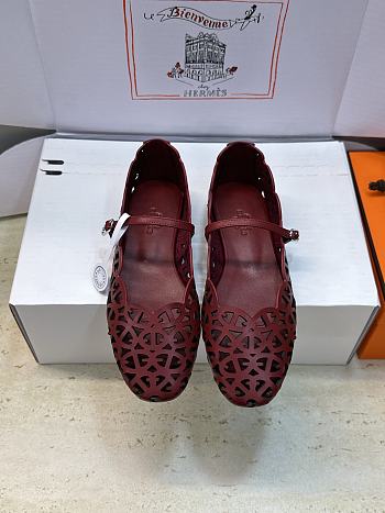 Fortok Hermès Meli Ballet Flats Burgundy