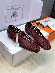 Fortok Hermès Meli Ballet Flats Burgundy - 6
