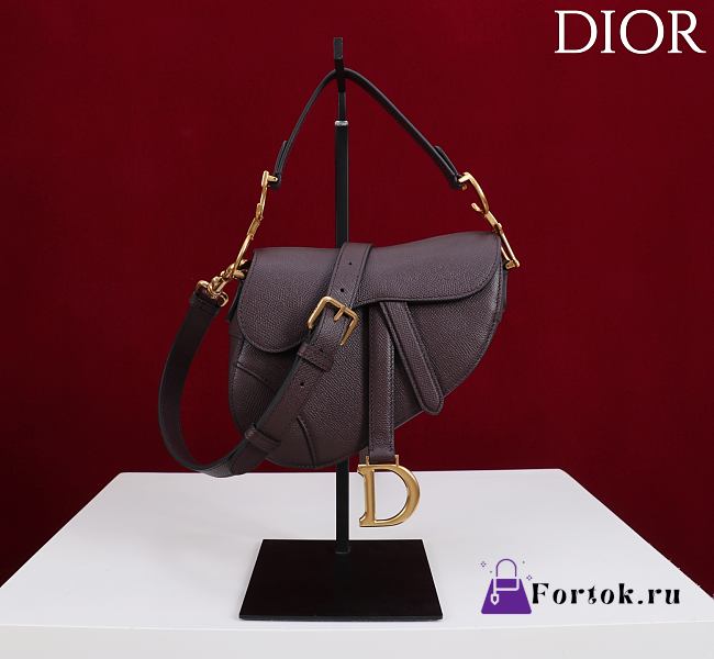 Fortok Dior Mini Saddle Bag Burgundy 19.5x16x6.5cm - 1
