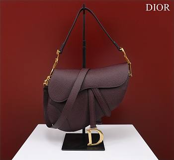 Fortok Dior Saddle Bag with Strap Burgundy 25.5*20*6.5cm