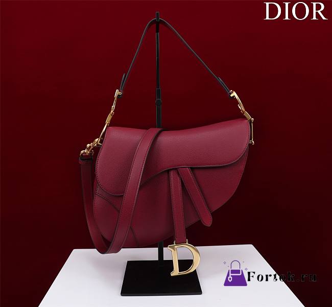 Fortok Dior Saddle Bag with Strap Red 25.5*20*6.5cm - 1