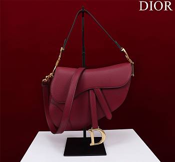 Fortok Dior Saddle Bag with Strap Red 25.5*20*6.5cm