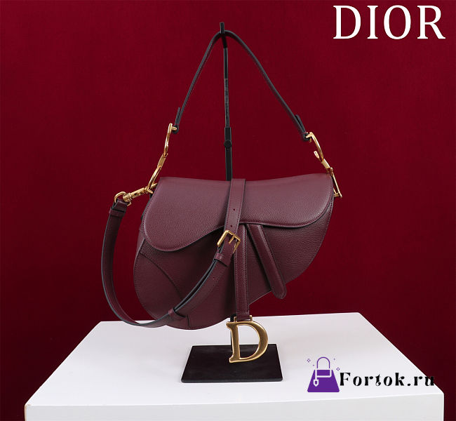 Fortok Dior Saddle Bag with Strap Cherry Red 25.5*20*6.5cm - 1
