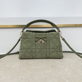 Fortok Dior Adiorable Top Handle Mini Bag Green Suede-Effect Calfskin 22.5 x 13 x 9cm