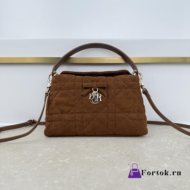 Fortok Dior Adiorable Top Handle Mini Bag Brown Suede-Effect Calfskin 22.5 x 13 x 9cm - 1