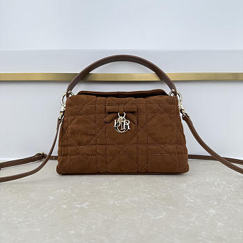 Fortok Dior Adiorable Top Handle Mini Bag Brown Suede-Effect Calfskin 22.5 x 13 x 9cm
