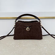 Fortok Dior Adiorable Top Handle Mini Bag Dark Chocolate Brown Suede-Effect Calfskin 22.5 x 13 x 9cm - 1