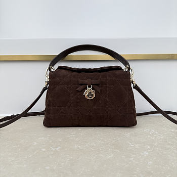 Fortok Dior Adiorable Top Handle Mini Bag Dark Chocolate Brown Suede-Effect Calfskin 22.5 x 13 x 9cm
