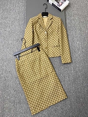 Fortok Gucci Sand-colored GG Cotton Canvas Midi Skirt  - 6