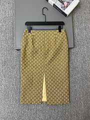 Fortok Gucci Sand-colored GG Cotton Canvas Midi Skirt  - 5