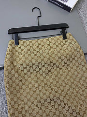 Fortok Gucci Sand-colored GG Cotton Canvas Midi Skirt  - 2