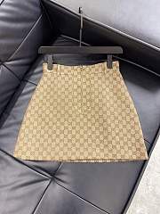 Fortok Gucci Sand-colored GG Cotton Canvas Mini Skirt  - 1