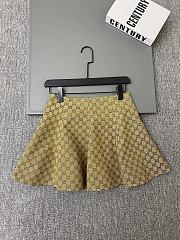 Fortok Gucci Sand-colored GG Cotton Canvas Flounced Skirt - 1