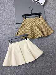 Fortok Gucci Sand-colored GG Cotton Canvas Flounced Skirt - 3