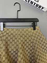 Fortok Gucci Sand-colored GG Cotton Canvas Flounced Skirt - 2