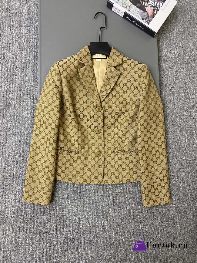 Fortok Gucci GG Canvas Tailored Jacket Beige - 1