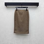 Fortok Gucci Dark Brown GG Cotton Canvas Midi Skirt - 1