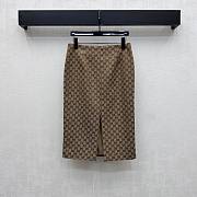 Fortok Gucci Dark Brown GG Cotton Canvas Midi Skirt - 5