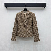 Fortok Gucci GG Canvas Tailored Jacket Dark Brown - 1