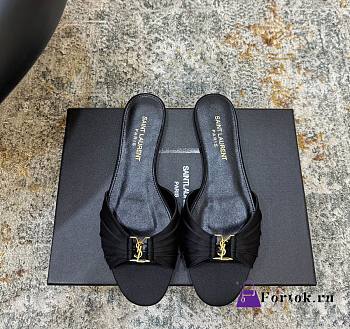 Fortok Saint Laurent Babylone Mules Satin Black Flats