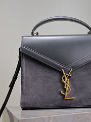 Fortok Saint Laurent Cassandra Top-handle Bag Grey Leather and Suede 24.5×20×11.5cm - 2