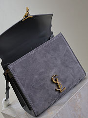 Fortok Saint Laurent Cassandra Top-handle Bag Grey Leather and Suede 24.5×20×11.5cm - 3