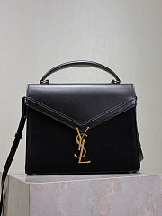Fortok Saint Laurent Cassandra Top-handle Bag Black Leather and Suede 24.5×20×11.5cm - 1