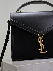 Fortok Saint Laurent Cassandra Top-handle Bag Black Leather and Suede 24.5×20×11.5cm - 3