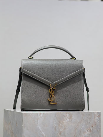 Fortok Saint Laurent Cassandra Top-handle Bag Grey Grained Leather 24.5×20×11.5cm
