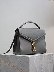 Fortok Saint Laurent Cassandra Top-handle Bag Grey Grained Leather 24.5×20×11.5cm - 2