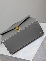 Fortok Saint Laurent Cassandra Top-handle Bag Grey Grained Leather 24.5×20×11.5cm - 4