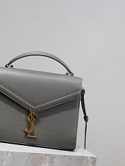 Fortok Saint Laurent Cassandra Top-handle Bag Grey Grained Leather 24.5×20×11.5cm - 6