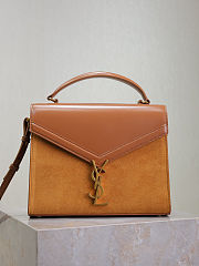 Fortok Saint Laurent Cassandra Top-handle Bag Brown Leather and Suede 24.5×20×11.5cm - 1