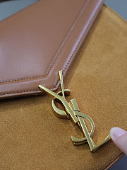 Fortok Saint Laurent Cassandra Top-handle Bag Brown Leather and Suede 24.5×20×11.5cm - 3