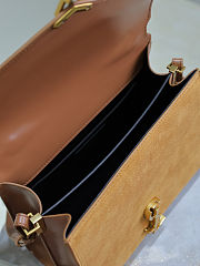 Fortok Saint Laurent Cassandra Top-handle Bag Brown Leather and Suede 24.5×20×11.5cm - 4