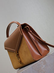 Fortok Saint Laurent Cassandra Top-handle Bag Brown Leather and Suede 24.5×20×11.5cm - 5