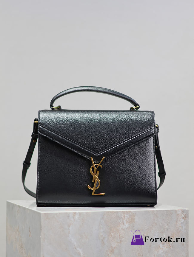 Fortok Saint Laurent Cassandra Top-handle Bag Black Grained Leather 24.5×20×11.5cm - 1