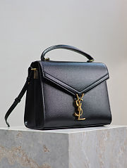 Fortok Saint Laurent Cassandra Top-handle Bag Black Grained Leather 24.5×20×11.5cm - 6