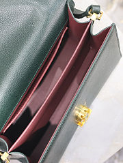 Fortok Saint Laurent Cassandra Top-handle Bag Dark Green Grained Leather 24.5×20×11.5cm - 2