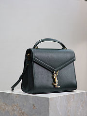 Fortok Saint Laurent Cassandra Top-handle Bag Dark Green Grained Leather 24.5×20×11.5cm - 4