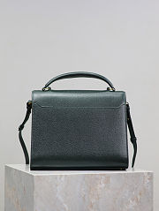 Fortok Saint Laurent Cassandra Top-handle Bag Dark Green Grained Leather 24.5×20×11.5cm - 5