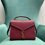 Fortok Saint Laurent Cassandra Top-handle Bag Burgundy Grained Leather 24.5×20×11.5cm - 1