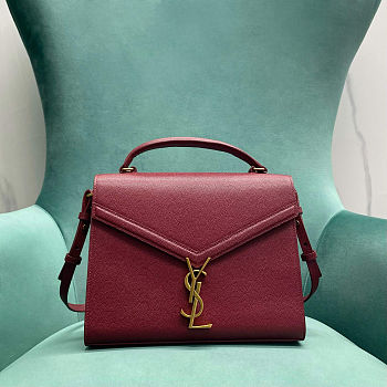 Fortok Saint Laurent Cassandra Top-handle Bag Burgundy Grained Leather 24.5×20×11.5cm