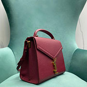 Fortok Saint Laurent Cassandra Top-handle Bag Burgundy Grained Leather 24.5×20×11.5cm - 6