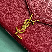 Fortok Saint Laurent Cassandra Top-handle Bag Burgundy Grained Leather 24.5×20×11.5cm - 5
