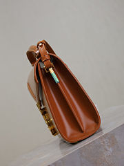 Fortok Saint Laurent Cassandra Top-handle Bag Brown Smooth Leather 20×16×7.5cm - 5