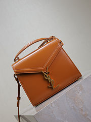 Fortok Saint Laurent Cassandra Top-handle Bag Brown Smooth Leather 20×16×7.5cm - 3
