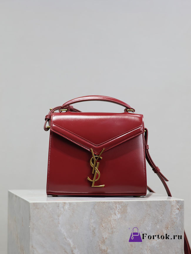 Fortok Saint Laurent Cassandra Top-handle Bag Red Smooth Leather 20×16×7.5cm - 1