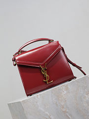 Fortok Saint Laurent Cassandra Top-handle Bag Red Smooth Leather 20×16×7.5cm - 5