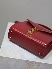 Fortok Saint Laurent Cassandra Top-handle Bag Red Smooth Leather 20×16×7.5cm - 4